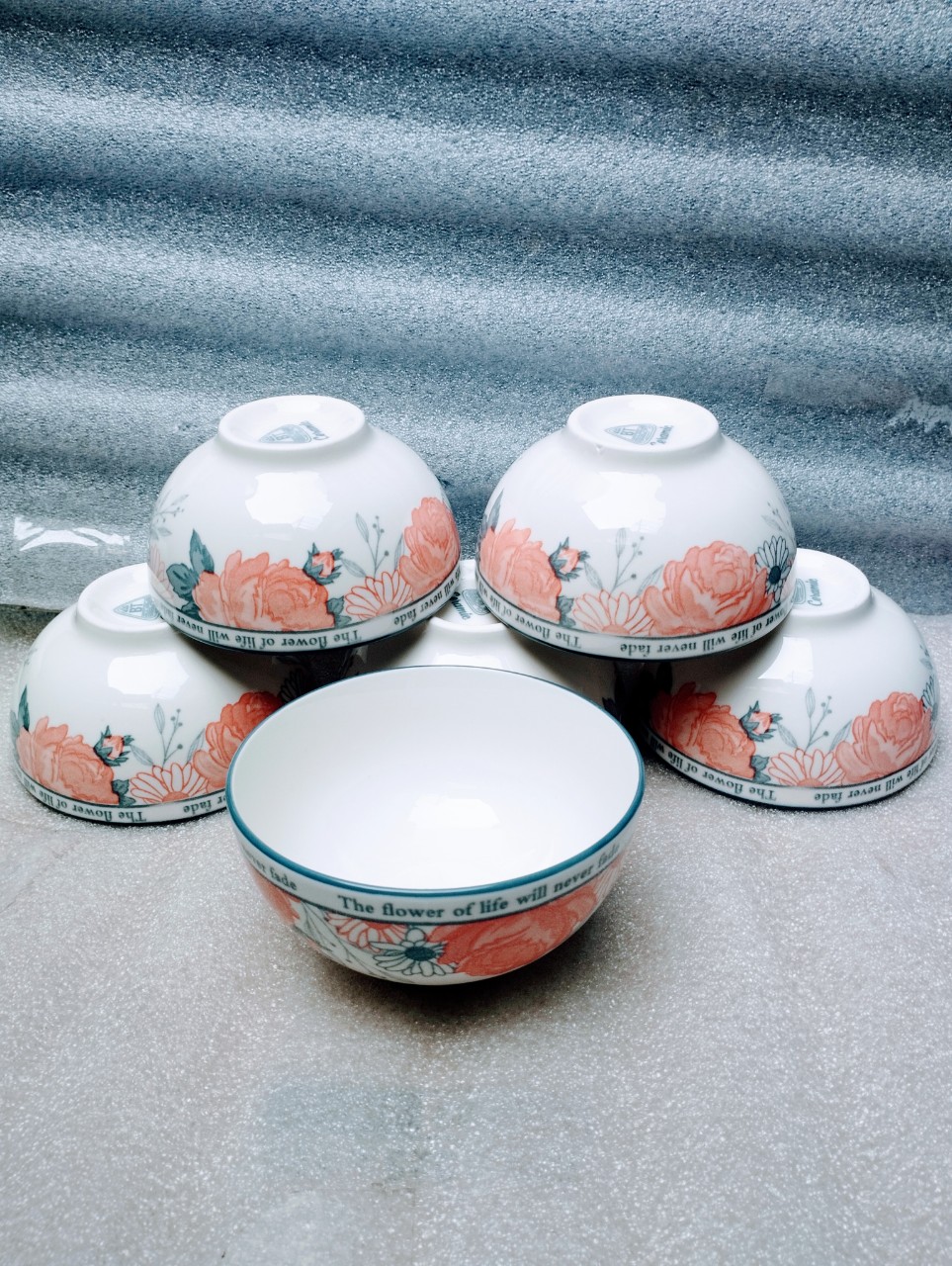 combo 10 chén, 5 chén sứ hoa cúc 11cm GL48 , chén cơm trắng 11cm, chén chấm trắng 8.5cm