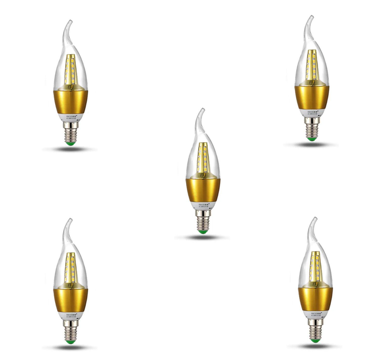 Bộ 5 đèn led trái ớt nến đuôi E14 7w sáng vàng