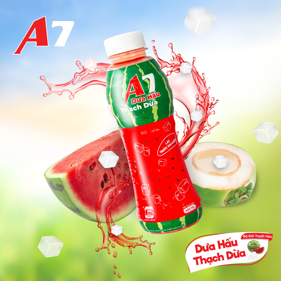 Nước Dưa Hấu Thạch Dừa A7 450ml (Thùng 24 chai)