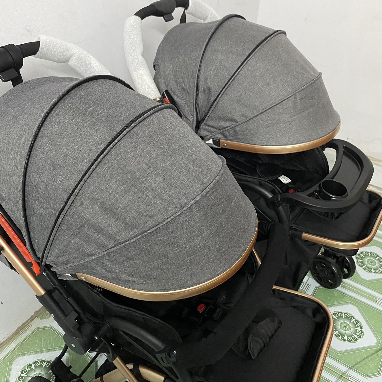 Xe đẩy đôi cao cấp 2 chiều gấp gọn siêu đẹp cho bé