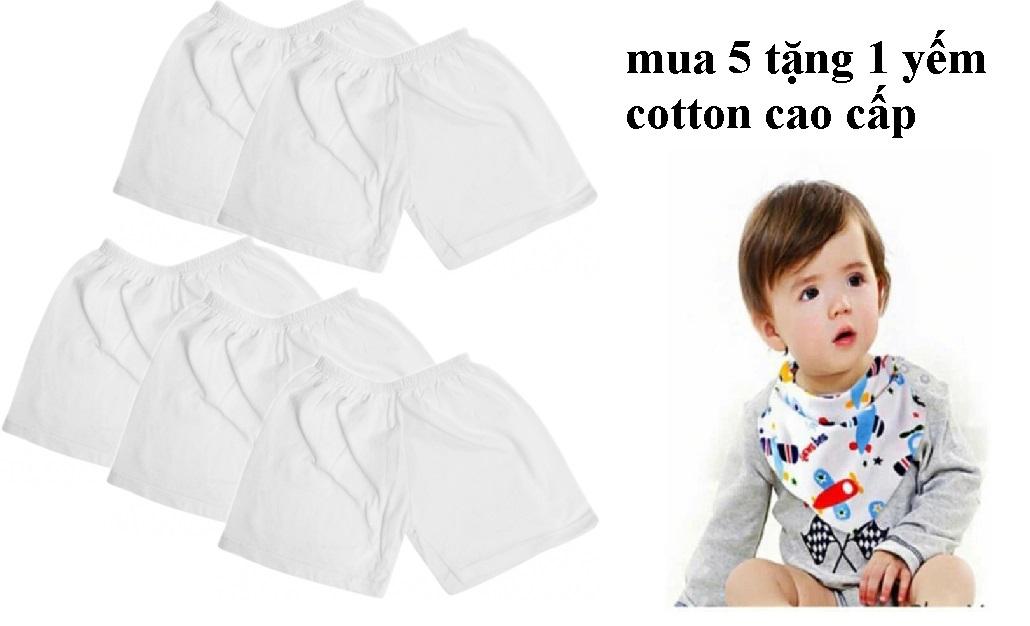 [HCM] Quần đùi ngắn trắng cotton cho bé 2kg - 11kg( chọn 1 trong 5 size) mua 5 tặng 1 yếm