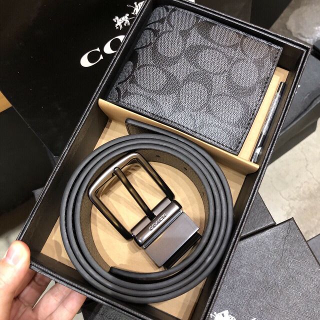 Set ví và thắt lưng Coach nam