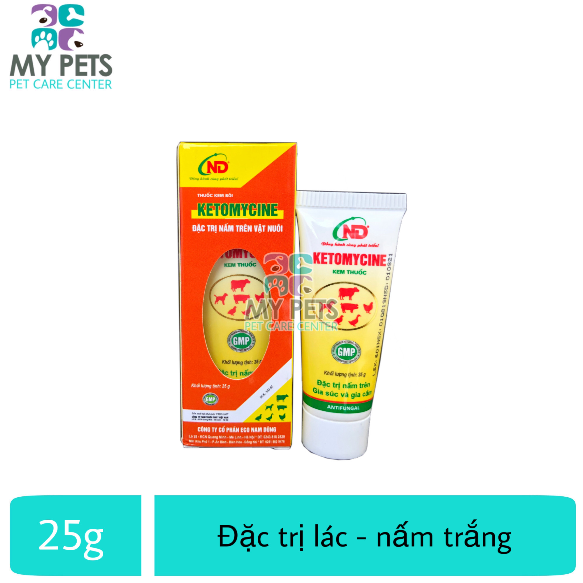 KETOMYCINE đặc trị lác nấm trắng cho gà đá chó mèo -  Typ 25g