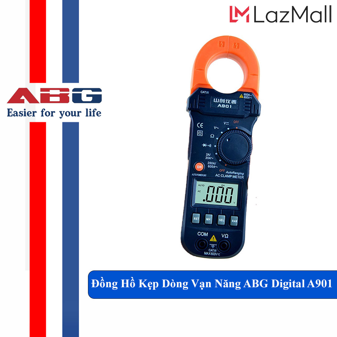 Ampe kìm đồng hồ kẹp dòng vạn năng abg digital a901 đo tụ, tần số, nhiệt độ