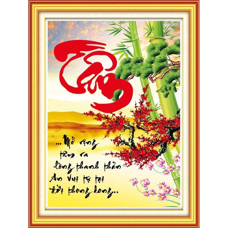 Tranh thêu chữ thập chữ TÂM kt:47x66cm-Ngọc Thịnh