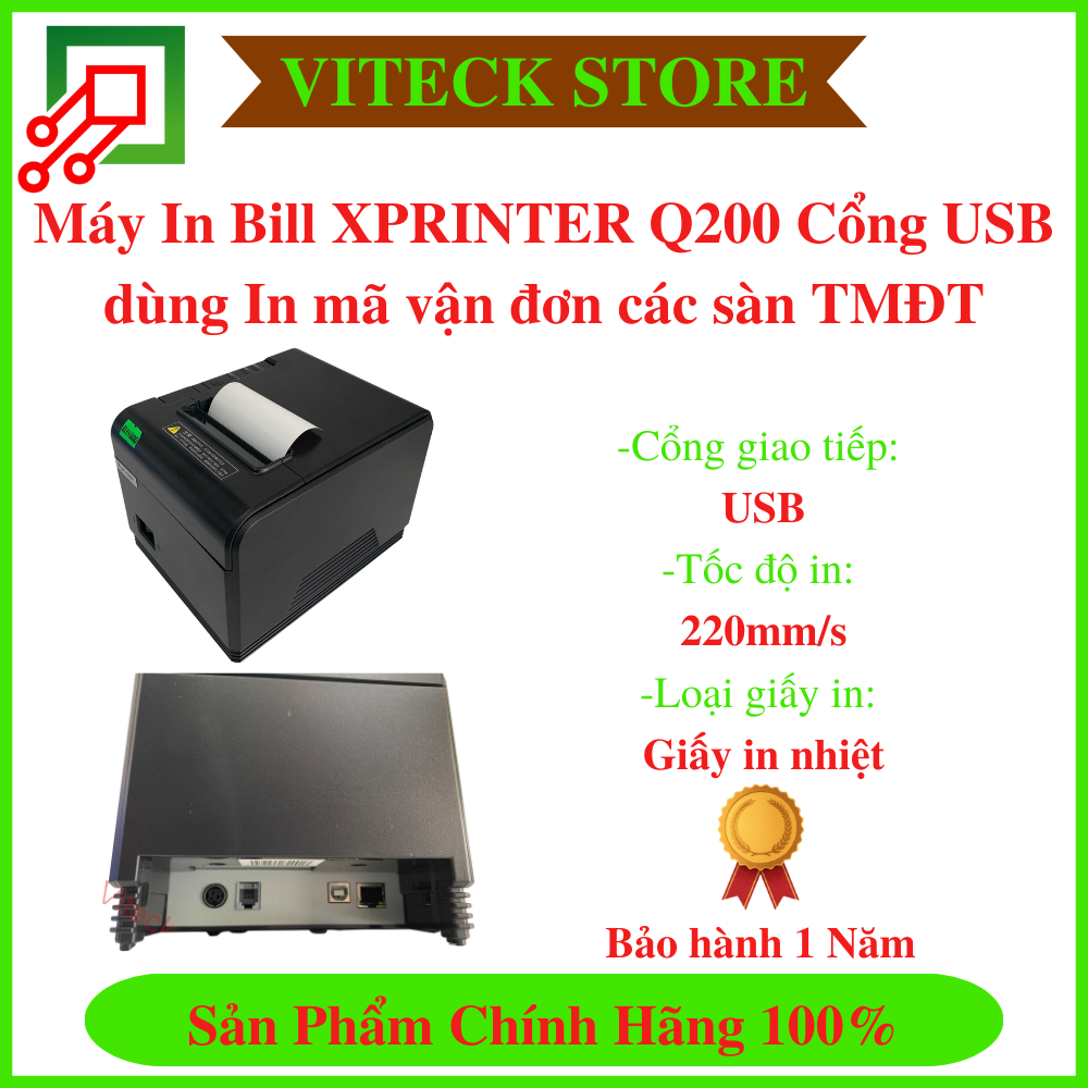 Máy in bill xprinter q200 cổng usb - mới chính hãng 100%