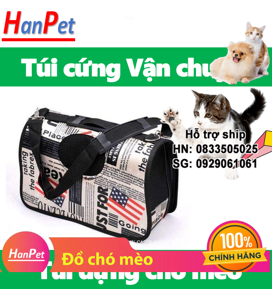 Hanpet - Túi Vận chuyển chó mèo Hình cờ mỹ ( Tui VC) túi cứng / túi đựng chó mèo / balo đựng chó mèo ba lô
