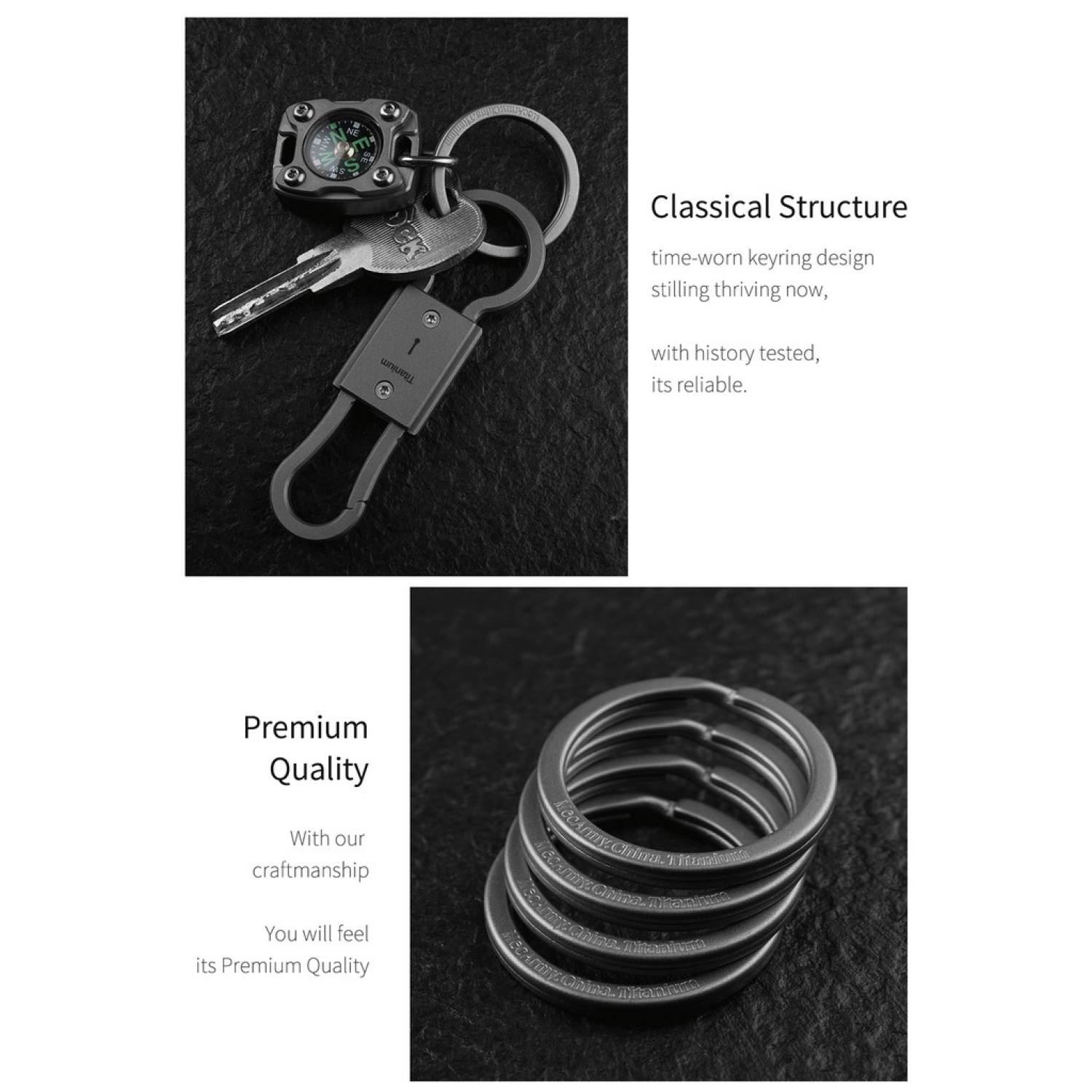 Bộ 4 ring móc khóa titanium MecArmy CH4