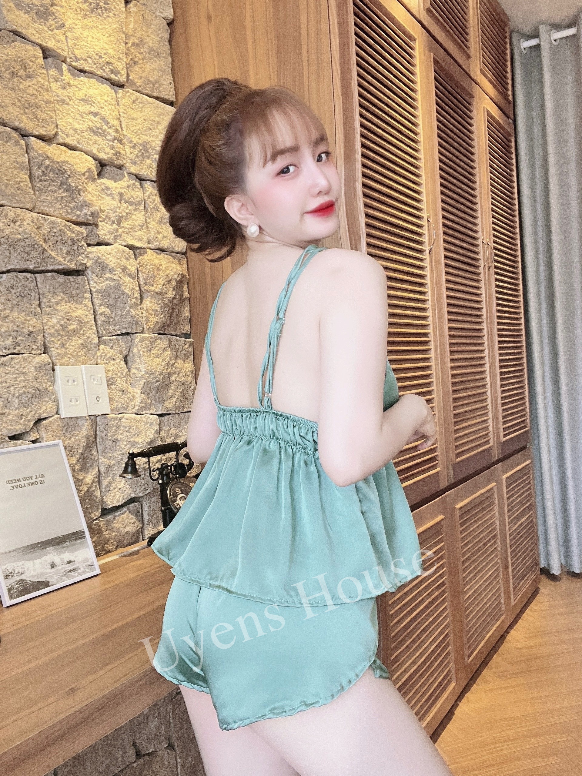 [SIZE 40-65KG] Bộ ngủ có mút ngực chất satin mềm, mịn, mát