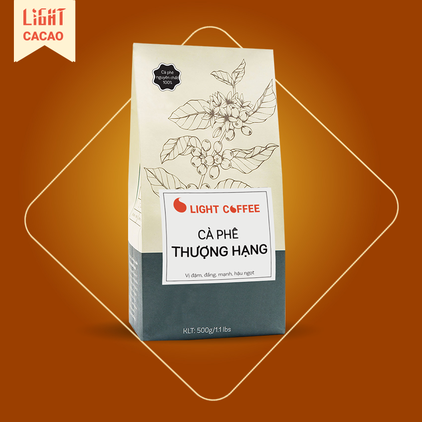 [HCM]Cà phê Robusta Thượng Hạng Light Coffee Hạt nguyên chất 500g - Rang medium Light Coffee