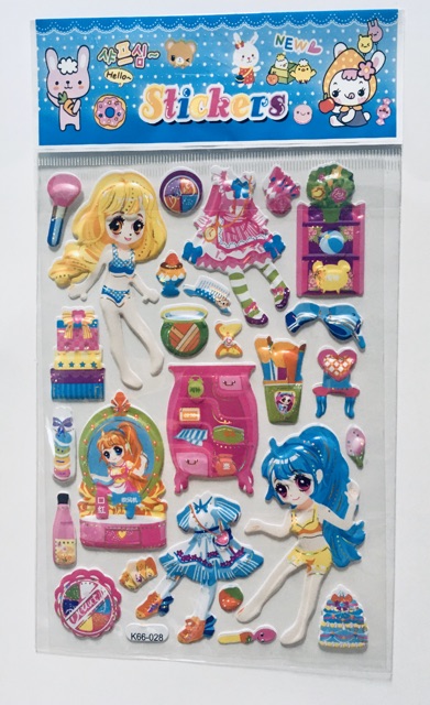 [HCM]Set 10 Bộ Sticker Dán Nổi Búp Bê 3D
