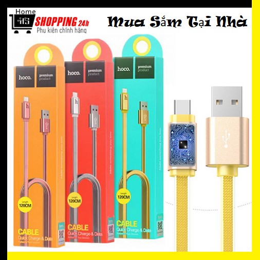 ⚡chuyên sỉ⚡ cáp sạc hoco upl12 micro 1m2 có đèn báo tự động ngắt khi đầy