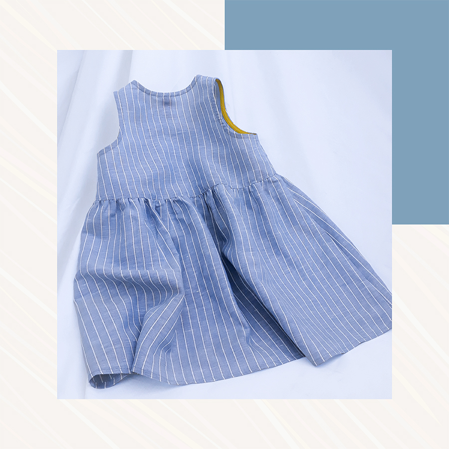 Cutieland - Đầm linen sọc 2 túi