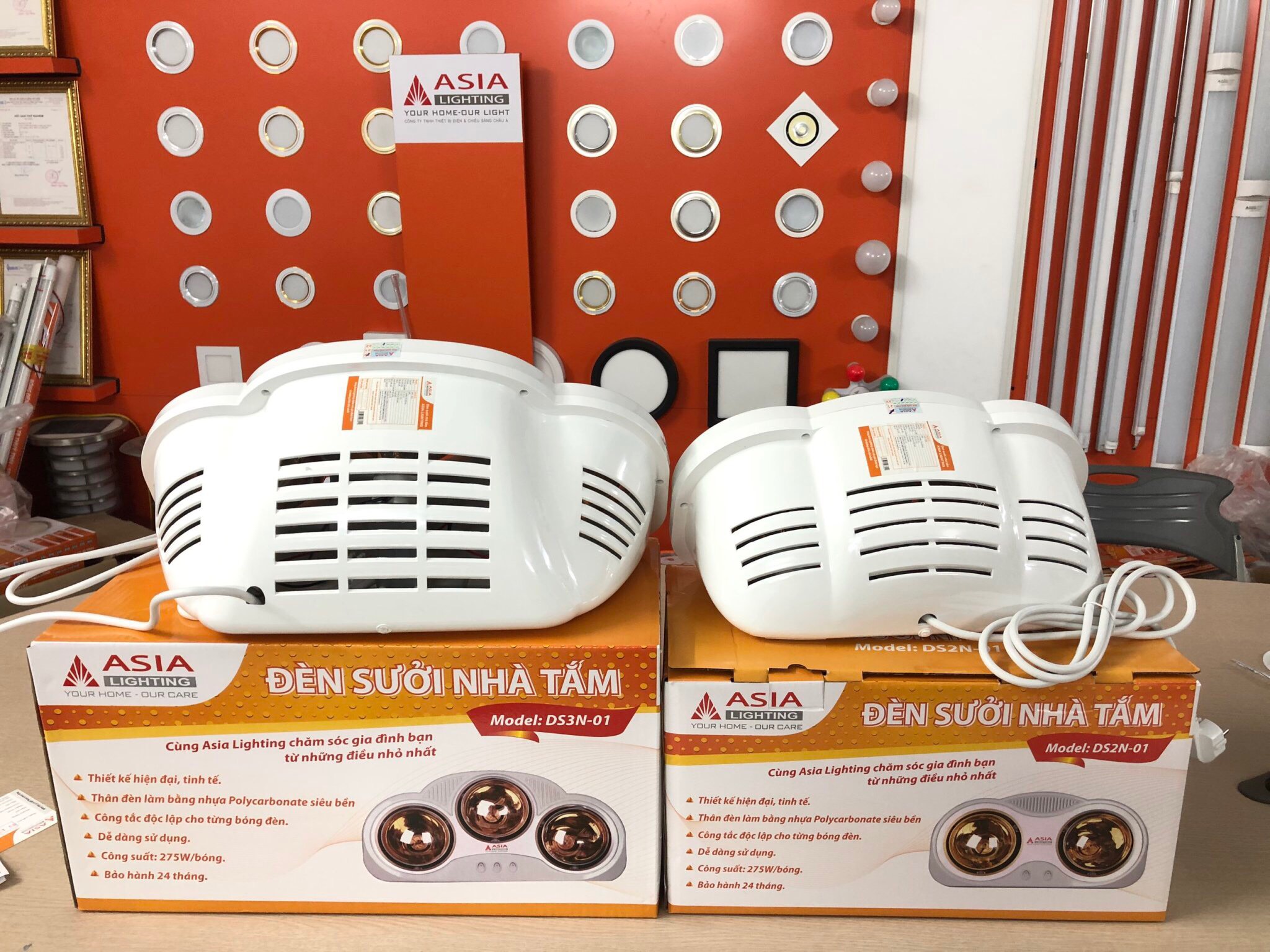 ĐÈN SƯỞI NHÀ TẮM 2 BÓNG ASIA CAO CẤP[ HÀNG CHÍNH HÃNG]
