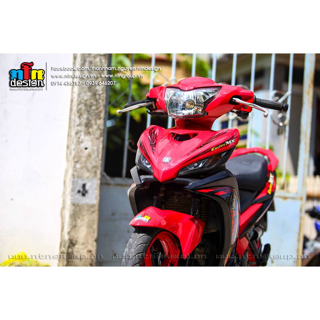 Tem Rời Dán Xe Exciter 135 Mẫu MX Hoa Văn Đỏ Đen
