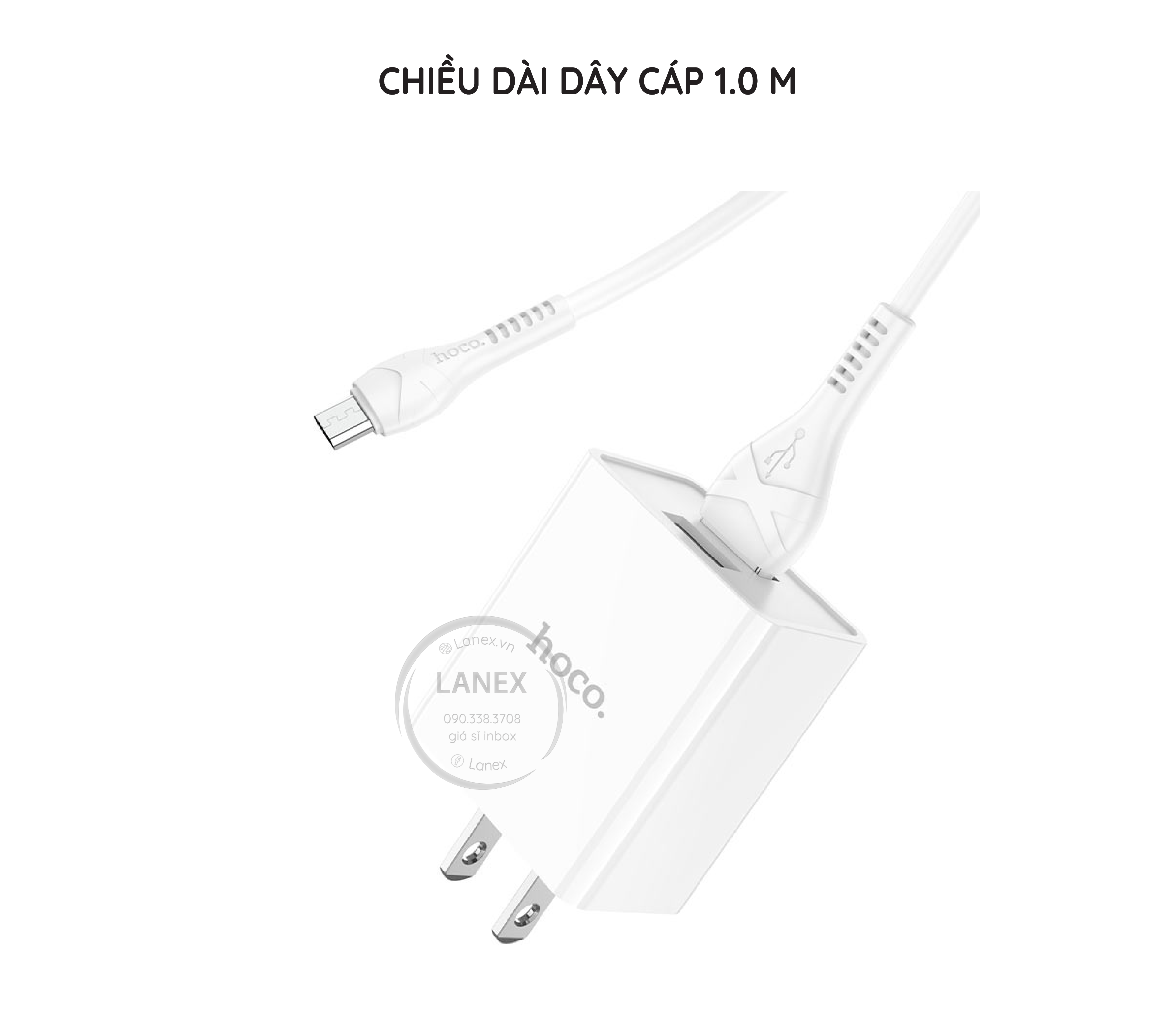 Bộ Sạc Nhanh Hoco C89 2 Cổng Usb Micro 2.1a Dài 1.0m