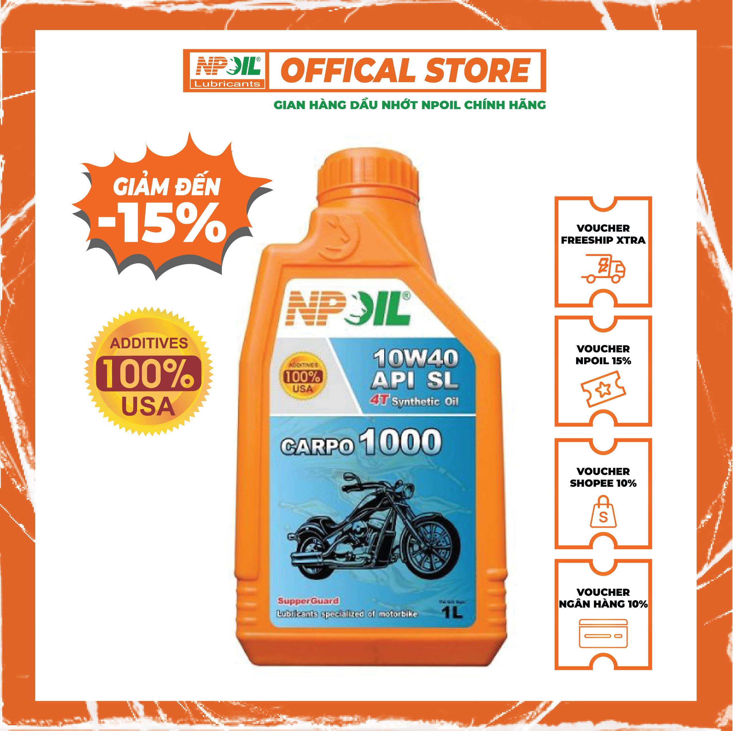 Npoil - dầu nhớt xe máy 4t - carpo 1000 api sl sae 10w40