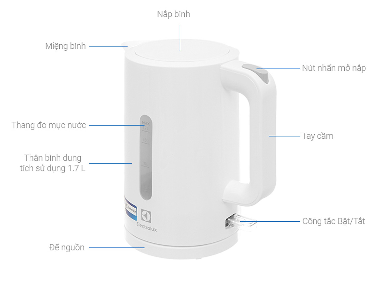 [ Hàng Xả Kho ] Bình đun nước siêu tốc Electrolux E2EK1-100W 1.7L - Hàng chính hãng