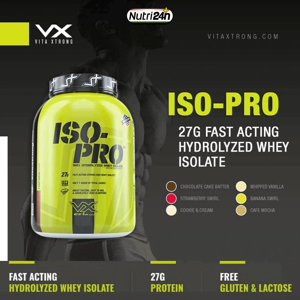 Sữa Dinh Dưỡng Giúp Tăng C ơ 100% Hydrolyzed Whey VITAXTRONG ISO PRO 5LBS 2.3KG Authentic