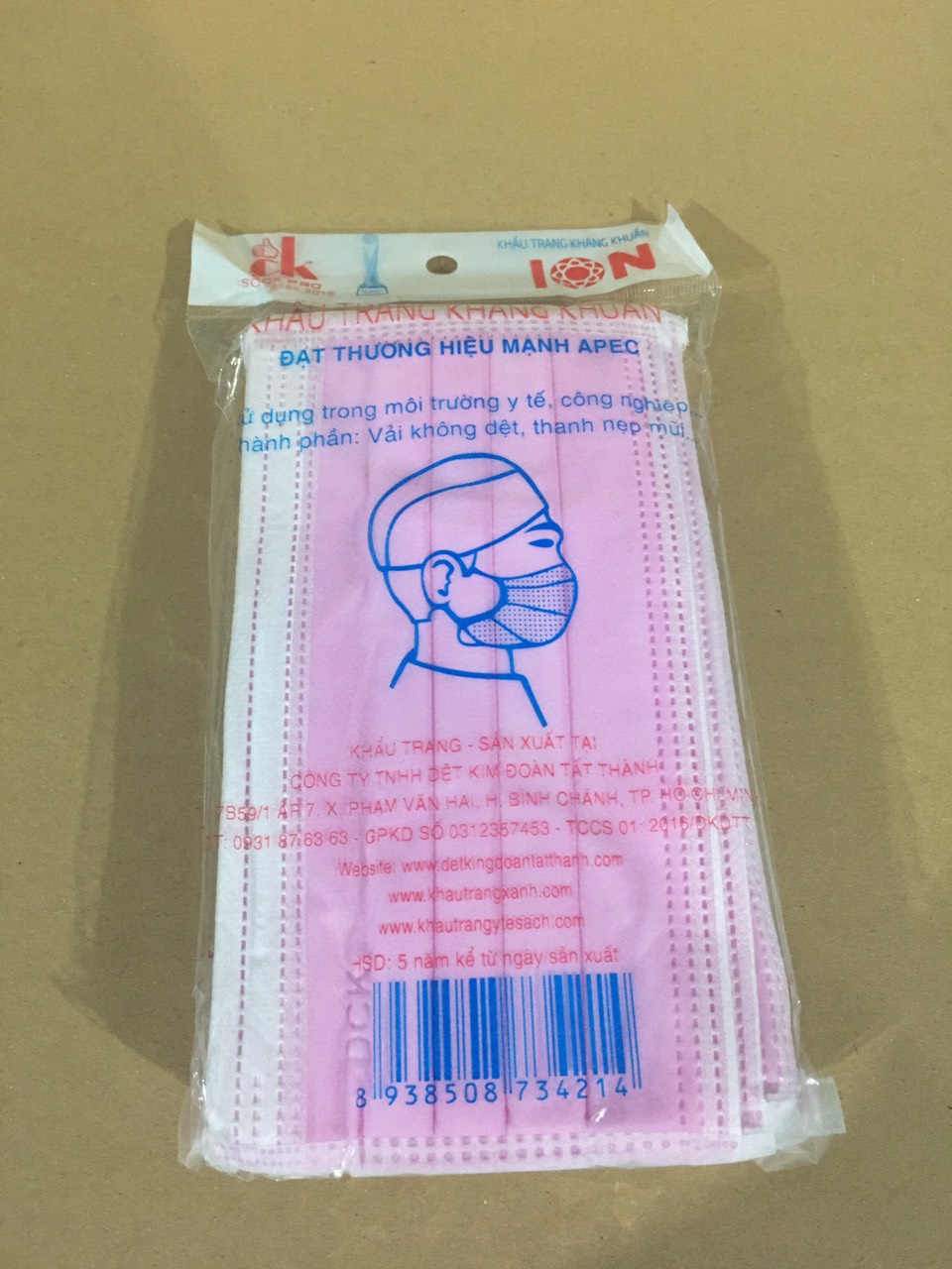 Khẩu Trang Y Tế Màu Hồng 5 Lớp
