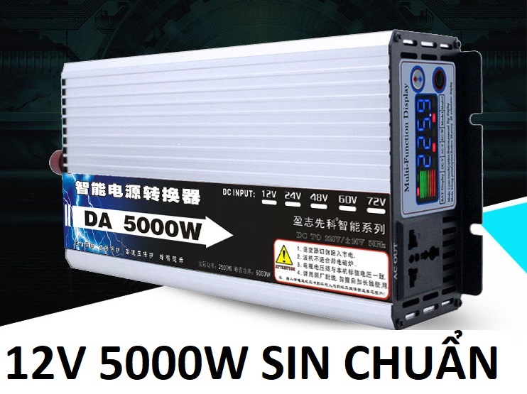Bộ đổi nguồn inverter 12v lên 220v 5000W Sóng Sin chuẩn - INVERTER 12v 5000W