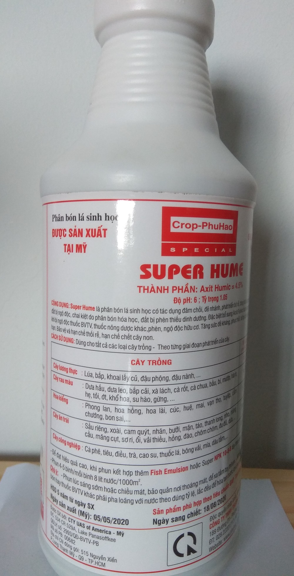 Phân bón lá sinh học super hume giải độc cây trồng phát triển bộ rễ - chai 250 ml