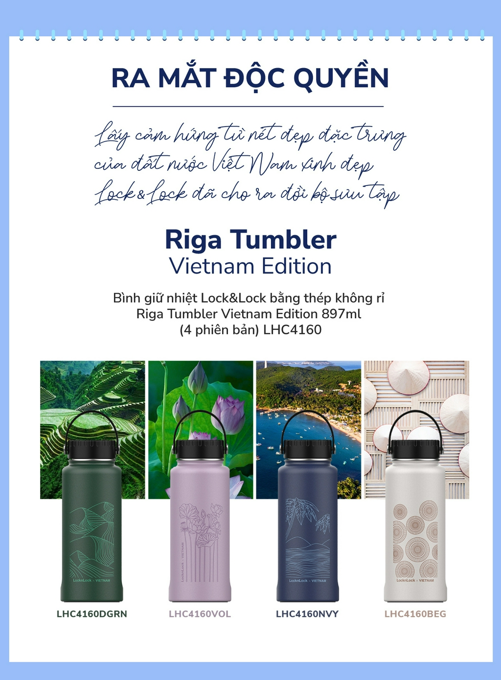 Bình giữ nhiệt LocknLock Riga Tumbler 897ml (Ver Việt Nam) có khay lưới lọc trà inox và quai xách LHC4160 - K-MALL