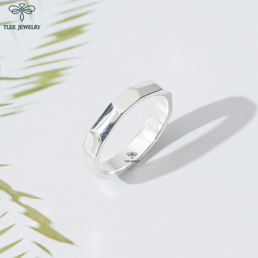 Nhẫn bạc TLEE đa giác dày dặn basic TleeJewelry A0276