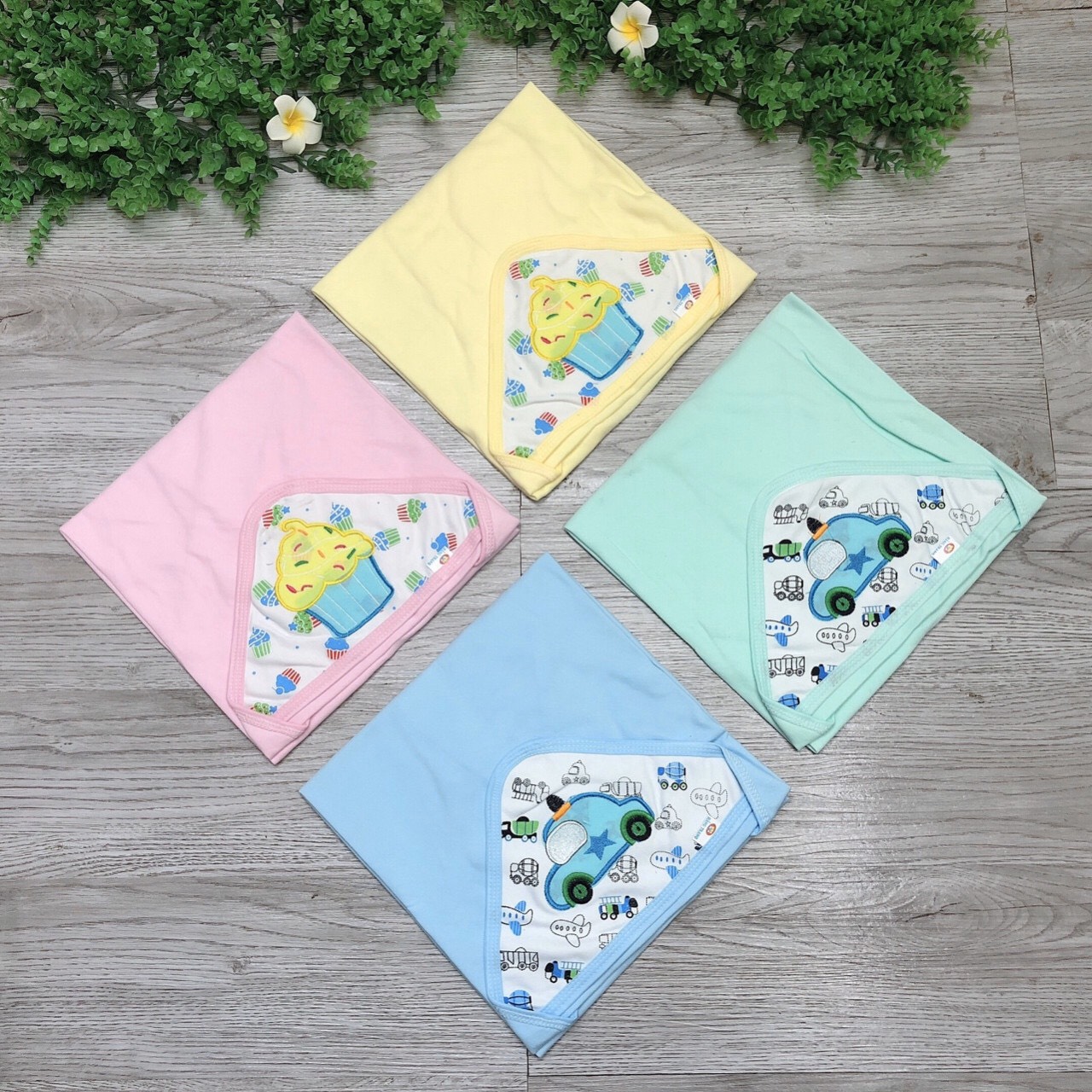 Ủ kén cotton có mũ cho bé siêu yêu