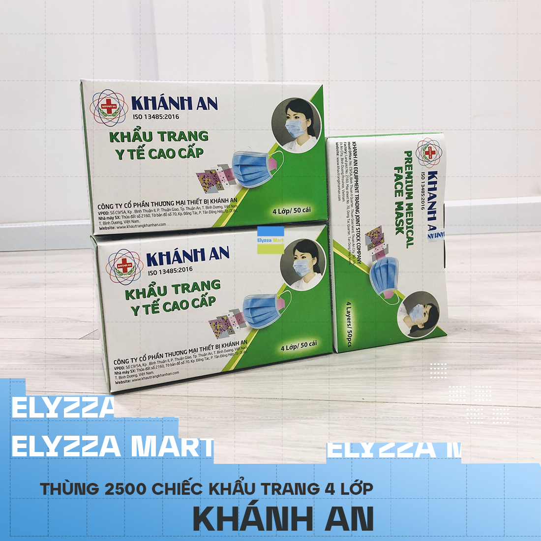 Combo 5 Hộp Khẩu Trang Y Tế Cao Cấp Khánh An (Hộp 50 Chiếc)