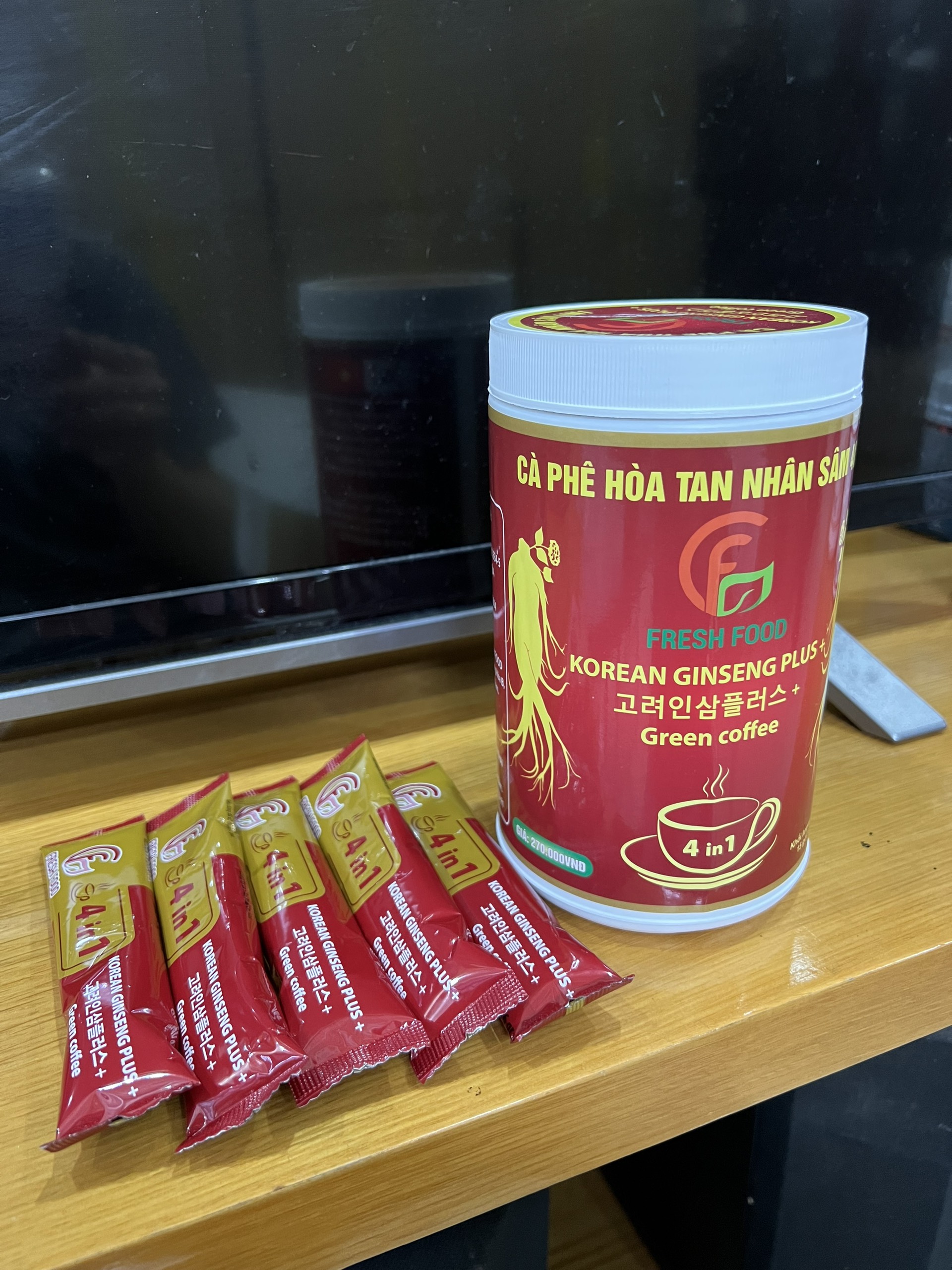 Cà phê bột hòa tan từ nhân sâm Hàn Quốc 4IN1 tốt sức khỏe