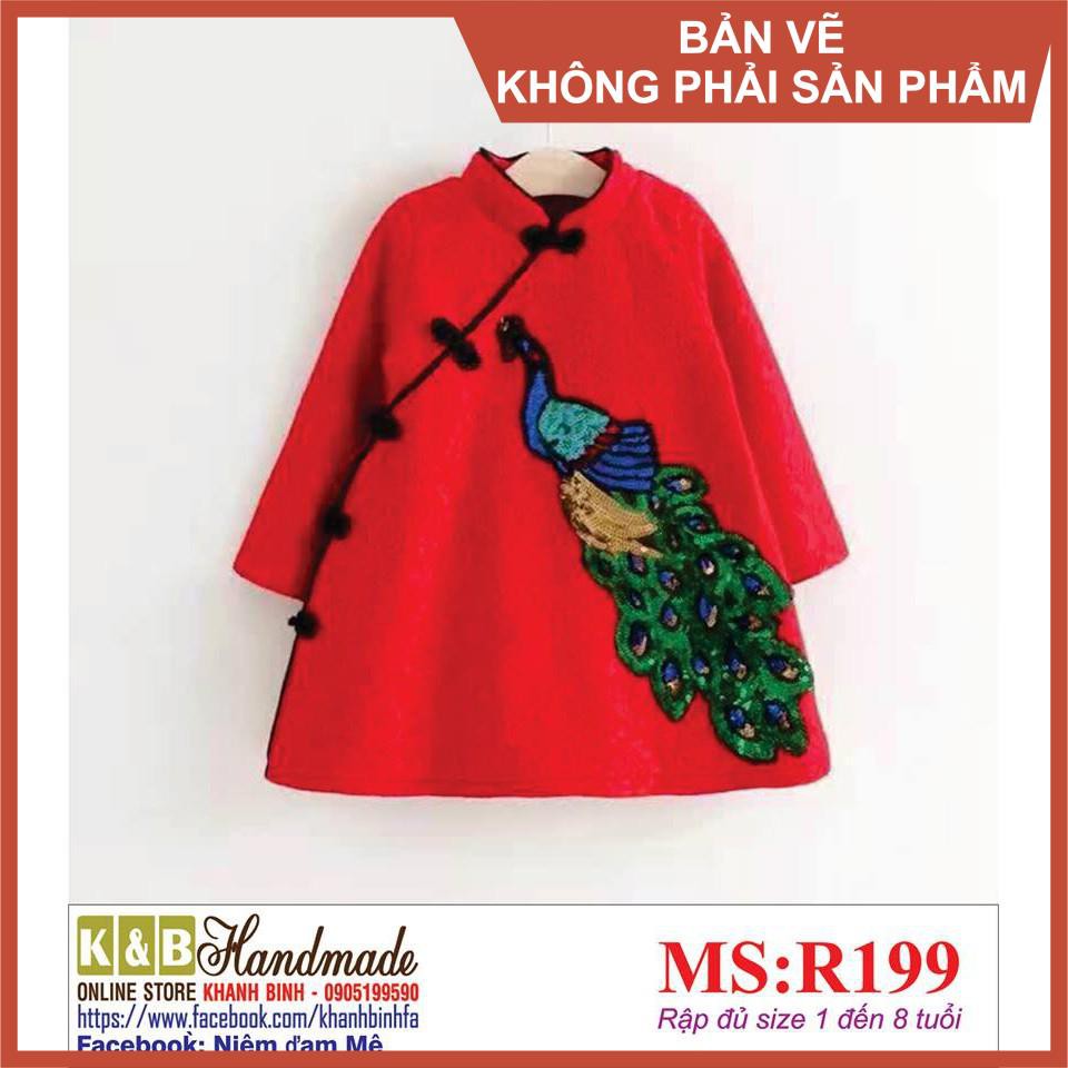 Rập sườn xám tay dài cho bé - rập giấy a0 mã r199
