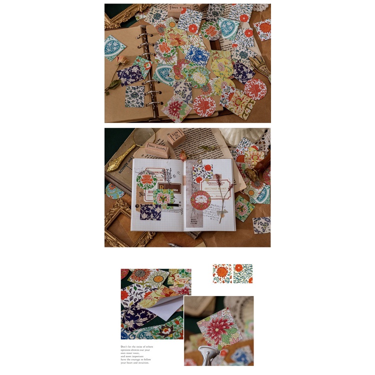 [Mới] Bộ sticker/ Hình dán Hoa Cổ Điển (45 Hình)