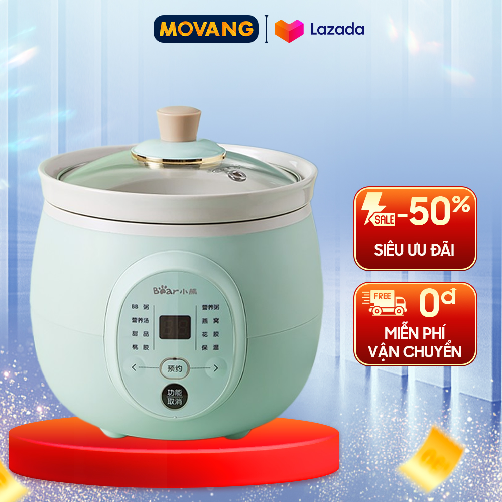 - Nồi Nấu Chậm Bear DDG-D20P1 - Lòng nồi thiết kế sâu rộng, không trào ngược, Chức năng : Nấu cháo, hầm canh, chưng yến..., Thiết kế lòng nồi sâu rộng, chống trào ngược