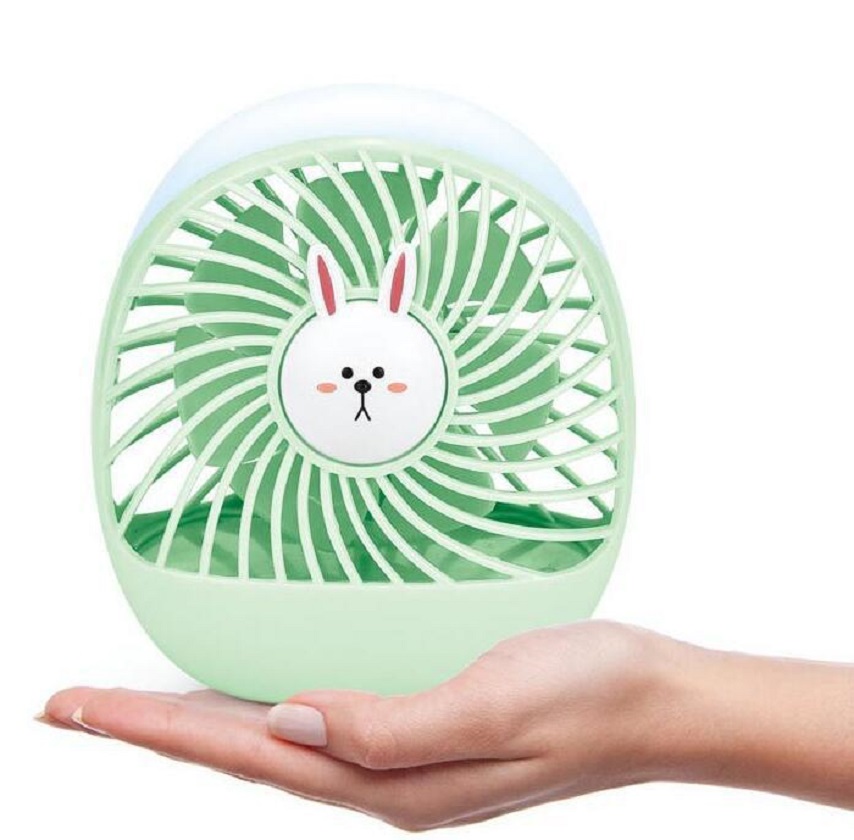 Quạt Mini Pin Sạc Để Bàn Có Đèn Nhiều Màu