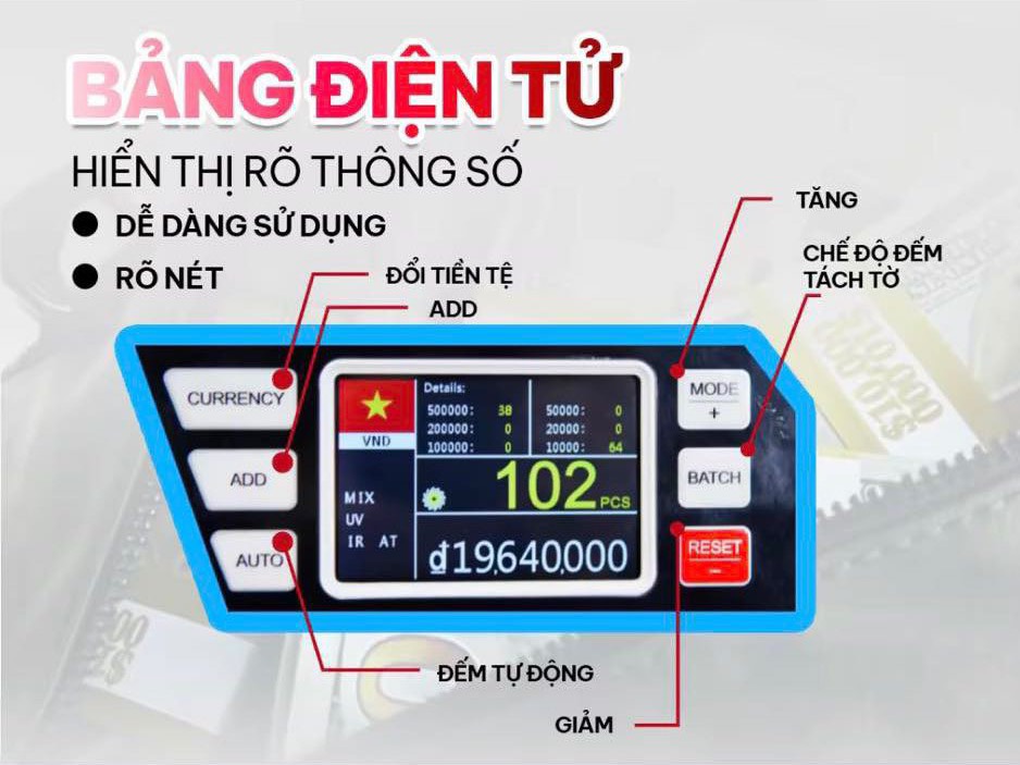 Máy đêm tiền oudis 9900 ,tổng tiền nhiều mệnh giá, kiểm tra tiền giả, phân loại mệnh giá 2025new