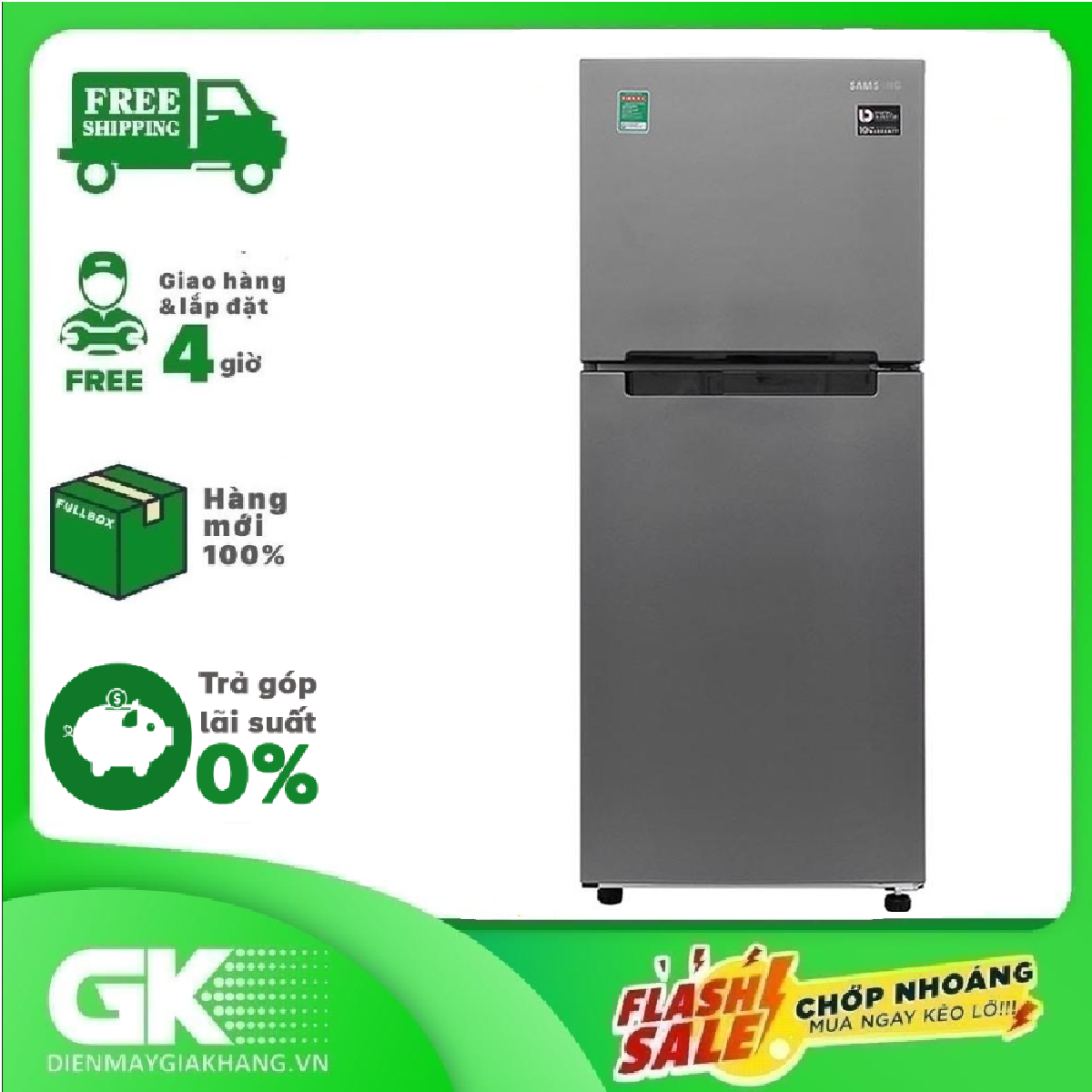 TRẢ GÓP 0% - Tủ lạnh Samsung Inverter 208 lít RT19M300BGS/SV Công nghệ Deodorizer kháng khuẩn khử mùi làm lạnh hiệu quả với luồng khí lạnh đa chiều - Bảo hành 2 năm