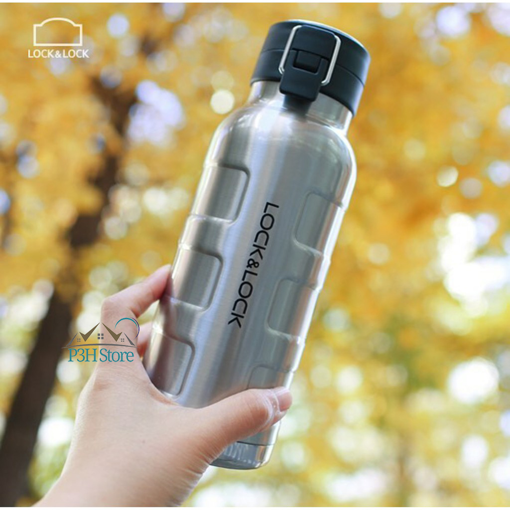 [ Hàng xả kho ] Bình Giữ Nhiệt Thép Không Gỉ Bumper Bottle Lock&Lock (650ml) - Bạc
