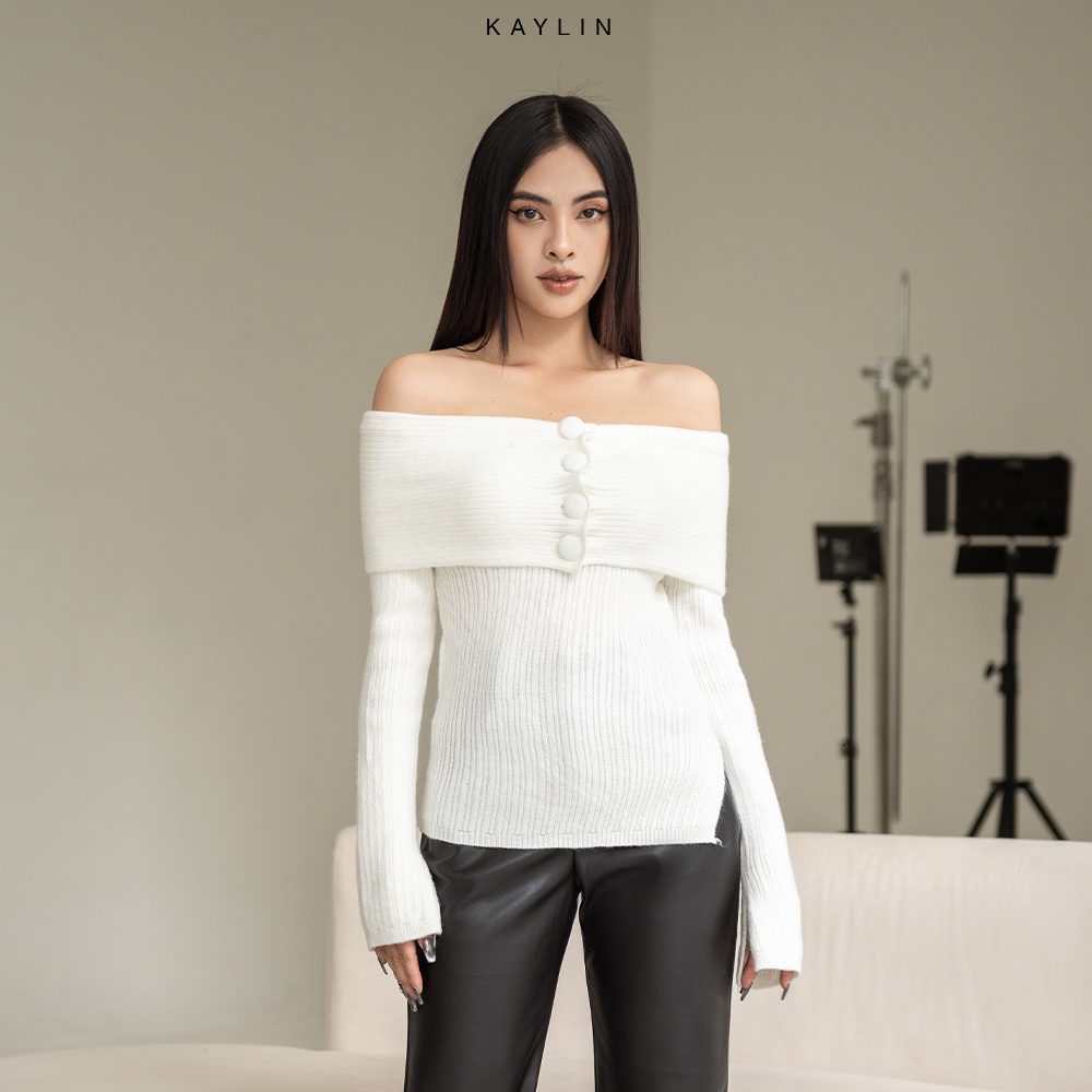 Áo len KAYLIN trễ vai xẻ tà - N1854