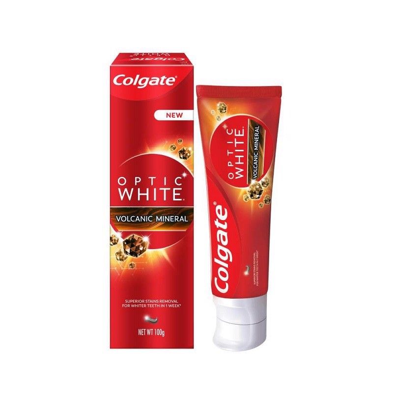 Kem Đánh Răng Colgate Optic White Plus Shine / Volcanic Mineral 100G