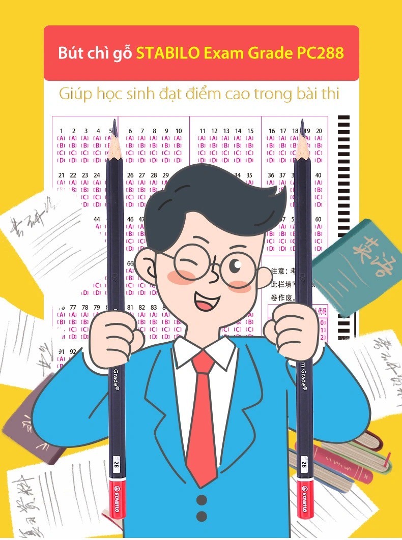 Bút chì gỗ STABILO Exam Grade 288 nét 2B/HB