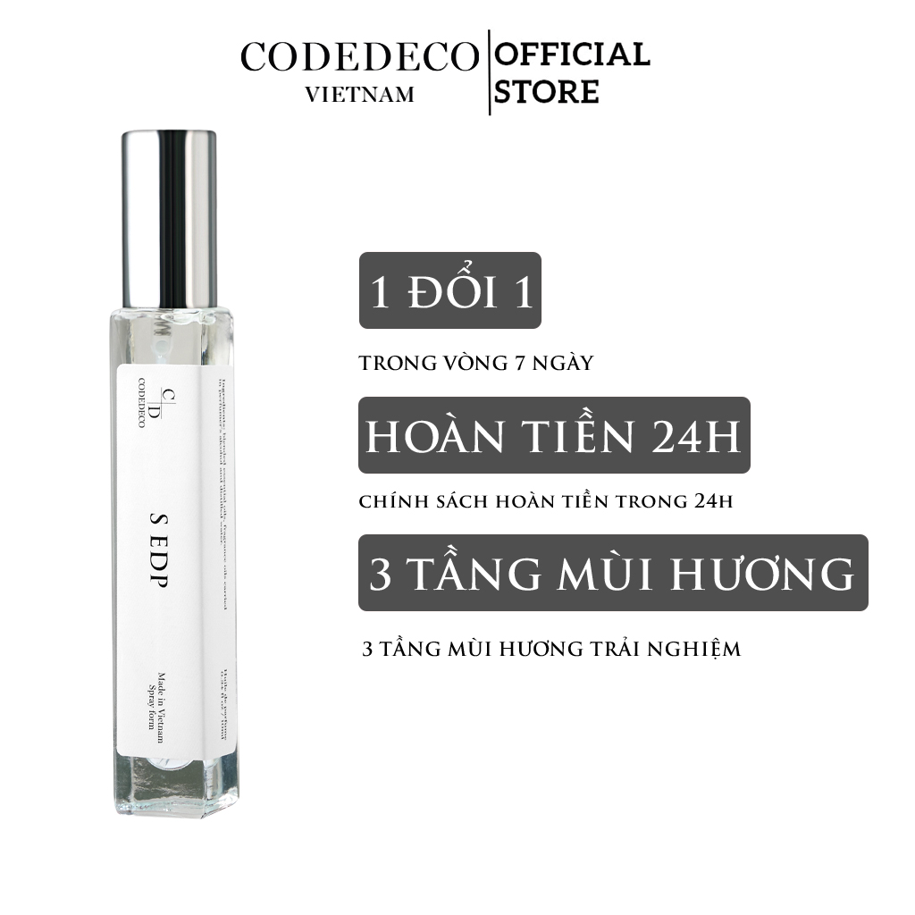 Tinh dầu nước hoa CODEDECO S EDP 10ml, bí ẩn, sang trọng