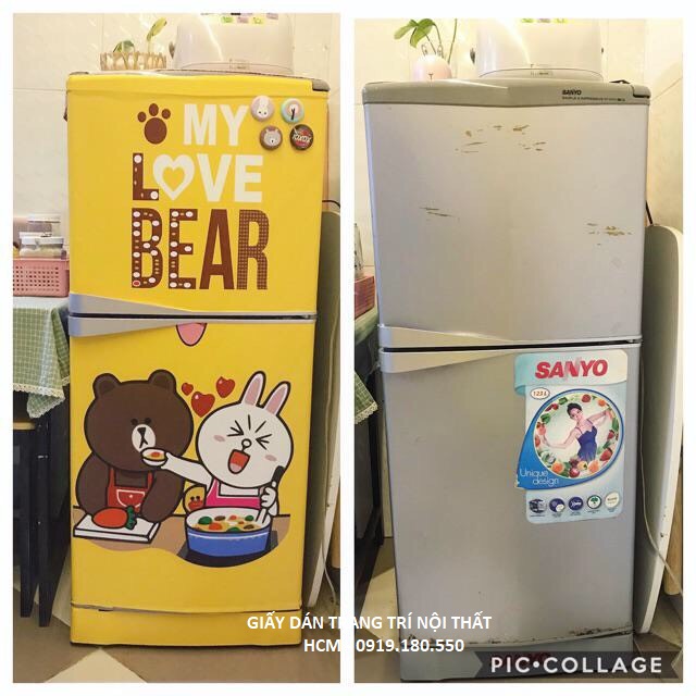 [HCM]Giấy Decal Dán Tủ Lạnh GẤU BROWN - THUTHAODECOR