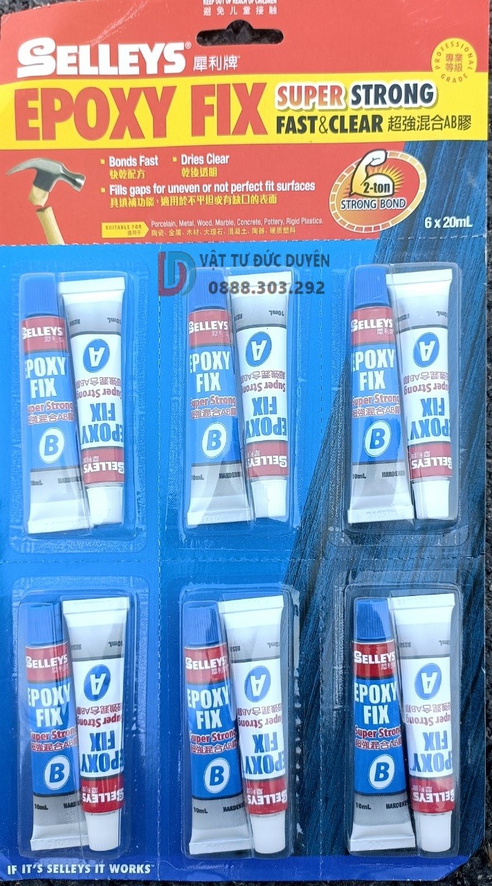 Keo dán đa năng ( keo gắn sắt AB 2 thành phần) EPOXY Fix Selleys siêu chắc , siêu bền 20ml