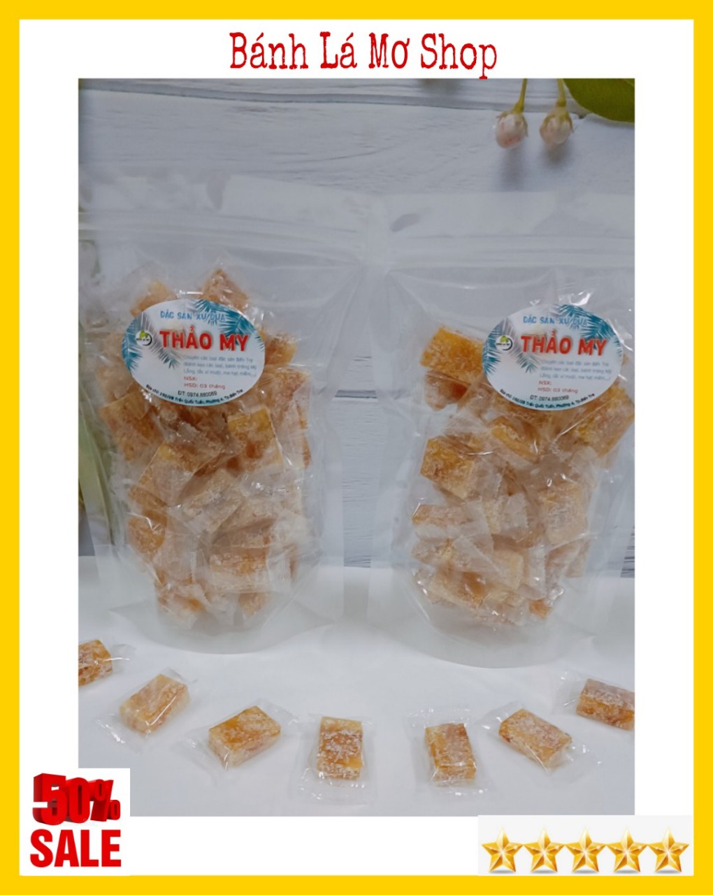 (FREESHIP) 1Kg Kẹo mít phủ cơm dừa sấy giòn BẾN TRE