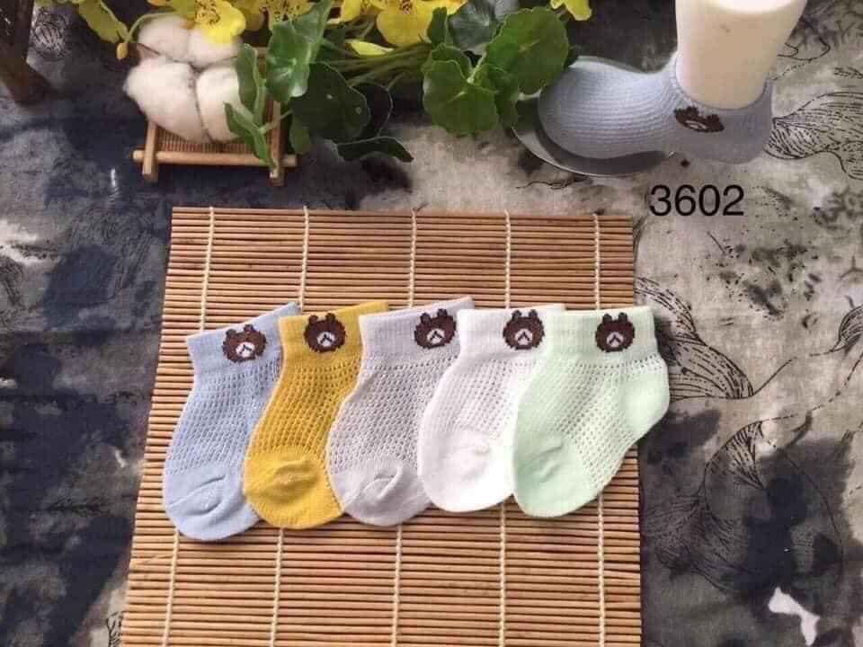 Set 5 đôi tất gấu lưới thông thoáng dành cho trẻ em.