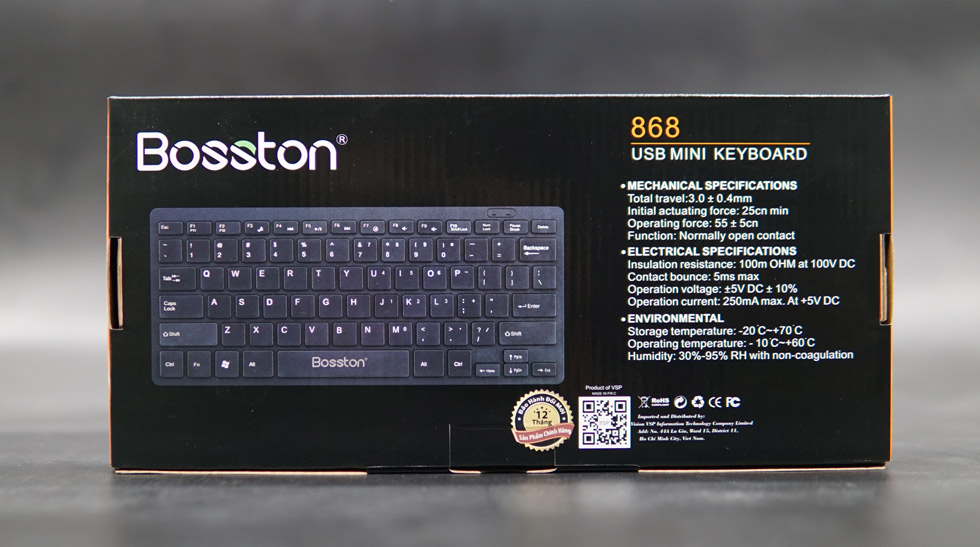 Bàn phím mini có dây Bosston 868/K1000 Thiết kế giảm tiếng ồn / Keyboard Bosston 868/K1000 Mini