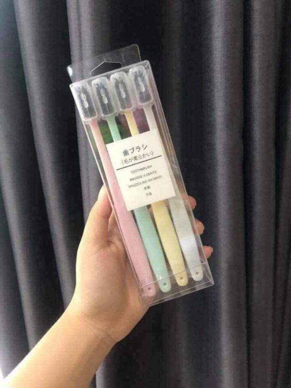 sét 4 bàn chải lúa mạch than tre