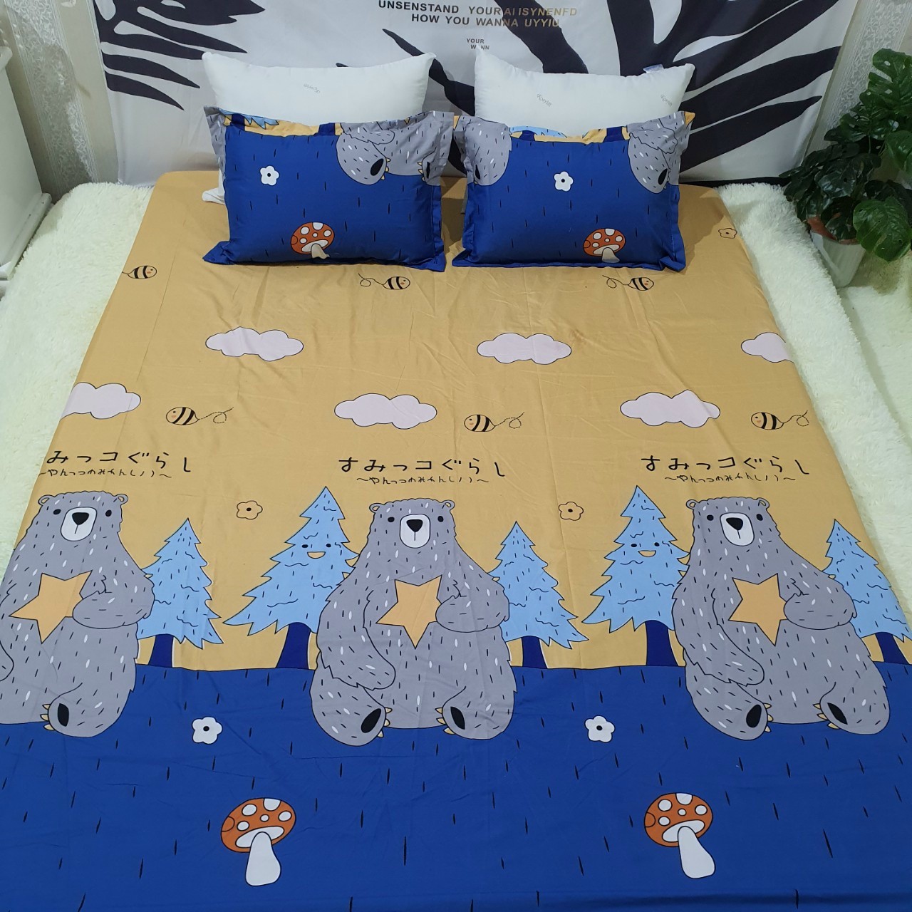 Set Ga Gối 3 Món ( 1 Drap + 2 Vỏ Gối Nằm ) Không Phai , Không Xù