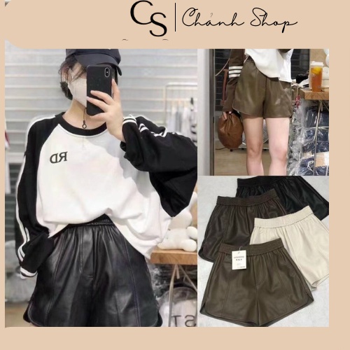 Quần sóc da,Quần đùi da cạp chun